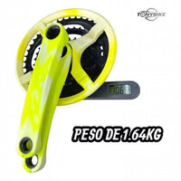 Juego de bielas y platos TONYBIKESGDL en acero amarillo con diseño de camuflaje para bicicleta de montaña