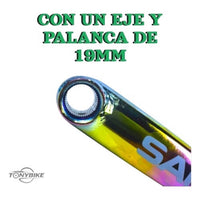 Juego de bielas Sando de TONYBIKESGDL con acabado tornasol y eje de 19 mm para alto rendimiento en ciclismo