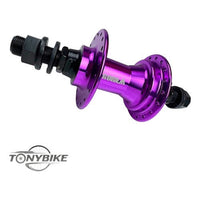 Buje trasero Gorila para bicicleta BMX de TONYBIKESGDL en aluminio anodizado de color morado intenso y alta resistencia.