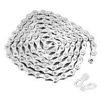 Cadena de transmisión TONYBIKESGDL de acero inoxidable plateado para bicicleta de montaña con eslabón de cierre rápido