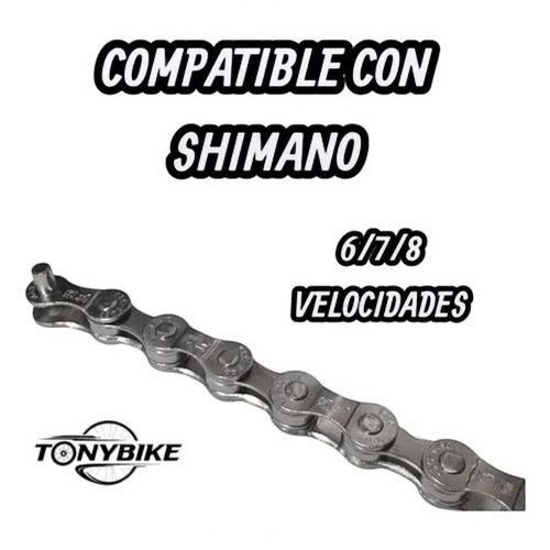 Cadena TONYBIKESGDL gris metálico para bicicleta de montaña, compatible con transmisiones Shimano de 6, 7 y 8 velocidades