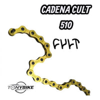 Cadena para bicicleta BMX TONYBIKESGDL Cult 510 de color dorado con eslabones reforzados de alta resistencia