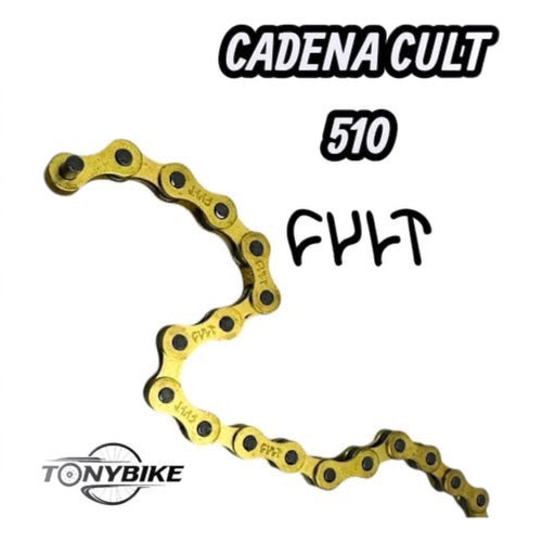 Cadena para bicicleta BMX TONYBIKESGDL Cult 510 de color dorado con eslabones reforzados de alta resistencia