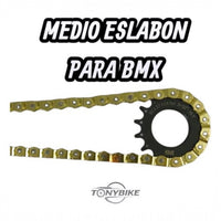 Cadena TONYBIKESGDL YBN MK918 de medio eslabón dorada reforzada para bicicletas BMX y fixie con piñón negro