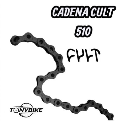 Cadena de bicicleta BMX Cult 510 negra de alta resistencia para trucos y uso intensivo en TONYBIKESGDL