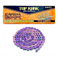 Cadena para bicicleta TONYBIKESGDL Top Rank BMX de 114 eslabones con acabado tornasol iridiscente y caja original.