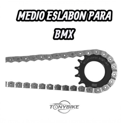 Cadena de medio eslabón TONYBIKESGDL YBN MK918 de acero resistente para bicicletas BMX y freestyle con piñón negro