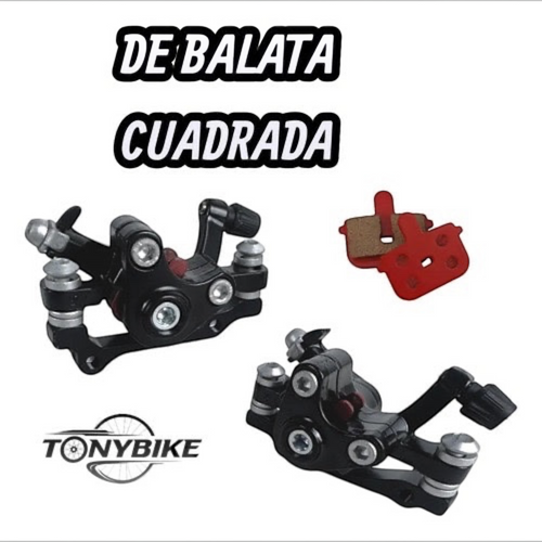 Set de calipers de freno de disco mecánico TONYBIKESGDL en color negro con balatas cuadradas para bicicleta