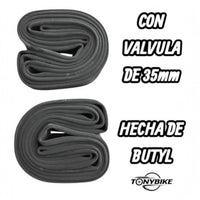 Cámara de aire TONYBIKESGDL de caucho butilo para bicicleta de 16 pulgadas con válvula tipo auto de 35 mm