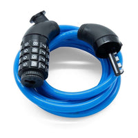 Candado de cable azul Windsor de TONYBIKESGDL con combinación numérica de cuatro dígitos para bicicleta