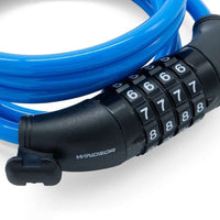Candado de seguridad para bicicleta TONYBIKESGDL Windsor con cable de acero azul y combinación numérica de 4 dígitos