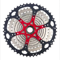Cassette de 11 velocidades TONYBIKESGDL para bicicleta de montaña con araña de aluminio roja y piñones de acero