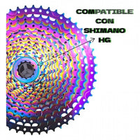 Cassette TONYBIKESGDL para bicicleta de montaña con acabado iridiscente arcoíris y compatibilidad con Shimano HG