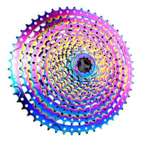Cassette TONYBIKESGDL para bicicleta de montaña con acabado iridiscente arcoíris y diseño de acero resistente