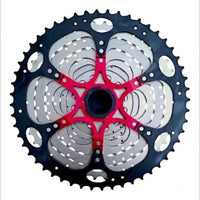 Cassette de piñones L-TWOO para bicicleta de montaña TONYBIKESGDL con estructura de acero y soporte rojo de aluminio