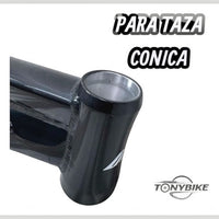 Detalle del tubo de dirección cónico en cuadro de aluminio TONYBIKESGDL para bicicleta de montaña rodado 29