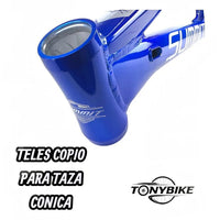 Cuadro para bicicleta de montaña TONYBIKESGDL Summit Rebel en color azul brillante con telescopio para taza cónica