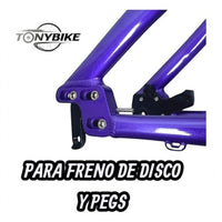 Cuadro de bicicleta TONYBIKESGDL rodado 29 de aluminio morado con soporte para freno de disco y pegs
