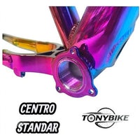 Cuadro para bicicleta de montaña TONYBIKESGDL con acabado tornasol vibrante y soporte para centro estándar