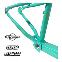 Cuadro para bicicleta de montaña TONYBIKESGDL de aluminio color turquesa con centro estándar y diseño reforzado