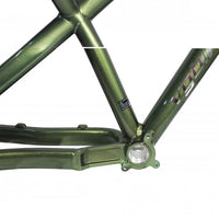 Cuadro TONYBIKESGDL para bicicleta de dirt jump en aluminio verde metalizado con geometría reforzada