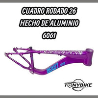 Cuadro para bicicleta de montaña TONYBIKESGDL rodado 26 de aluminio 6061 en color morado con diseño urbano