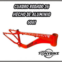Cuadro para bicicleta de montaña TONYBIKESGDL rodado 26 de aluminio 6061 en color naranja brillante con diseño urbano