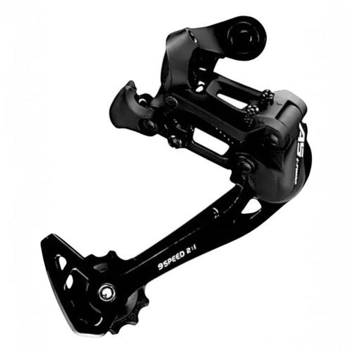 Desviador trasero TONYBIKESGDL de 9 velocidades para bicicleta de montaña en color negro mate con diseño robusto.