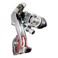 Desviador trasero TONYBIKESGDL de metal plateado con polea roja para cambios precisos en bicicleta de montaña