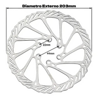 Disco de freno TONYBIKESGDL de 203mm para bicicleta de montaña, fabricado en acero inoxidable con diseño ventilado.