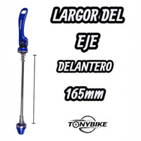 Eje de cierre rápido TONYBIKESGDL para bicicleta, color azul, 165 mm de longitud, diseño ergonómico y resistente.
