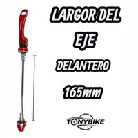 Eje de cierre rápido TONYBIKESGDL de 165 mm en color rojo para rueda delantera de bicicleta
