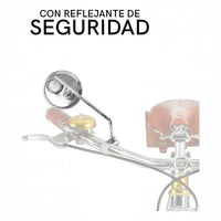 Espejo retrovisor circular cromado TONYBIKESGDL con reflejante de seguridad instalado en manillar de bicicleta