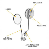 Espejos retrovisores TONYBIKESGDL circulares cromados de acero resistente con soportes de aluminio ajustables