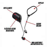 Espejos retrovisores universales TONYBIKESGDL con brazo de acero cromado y carcasa negra mate para motocicleta