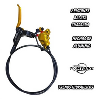 Sistema de frenos hidráulicos TONYBIKESGDL de 2 pistones en aluminio dorado para bicicleta de montaña MTB