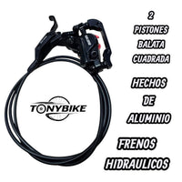 Sistema de frenos hidráulicos TONYBIKESGDL de aluminio negro con dos pistones y balatas cuadradas para bicicleta MTB