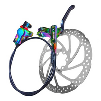 Sistema de frenos hidráulicos TONYBIKESGDL con acabado tornasol, maneta ergonómica y disco de freno de 160 mm.