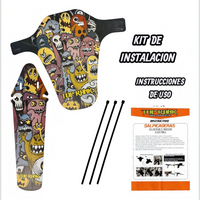 Juego de guardabarros TONYBIKESGDL Top Rank para bicicleta con diseño de monstruos coloridos y bridas de montaje