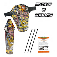 Set de guardabarros TONYBIKESGDL Top Rank con diseño de monstruos coloridos para bicicleta de montaña y kit de montaje