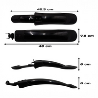 Juego de guardabarros TONYBIKESGDL de PVC negro mate para bicicleta de montaña con medidas detalladas