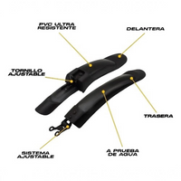 Juego de guardabarros TONYBIKESGDL de PVC negro mate para bicicleta de montaña con sistema de ajuste universal