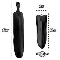 Set de guardabarros TONYBIKESGDL negros de polímero para bicicleta con medidas detalladas de 37cm y 28cm
