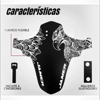 Guardabarros delantero TONYBIKESGDL Jamer para MTB de plástico flexible negro con diseño artístico de águila blanca