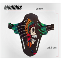 Guardabarros flexible TONYBIKESGDL para MTB con diseño de calavera tribal colorida, 28x26.5 cm, plástico resistente.