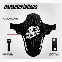 Guardabarros delantero TONYBIKESGDL de plástico flexible negro con diseño de calavera para bicicleta de montaña MTB