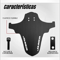 Guardabarros flexible Jamer para bicicleta de montaña TONYBIKESGDL con patrón de fibra de carbono y kit de sujeción