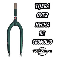 Horquilla BMX TONYBIKESGDL Gorilla Over de acero cromoly en color verde mate con gráficos de marca