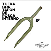 Horquilla de acero cromoly para bicicleta BMX TONYBIKESGDL en color verde oliva con tapón de rosca interno