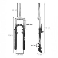 Horquilla de suspensión TONYBIKESGDL para bicicleta de montaña rodado 29 en aluminio negro con medidas detalladas